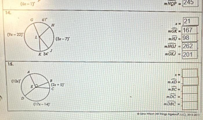 Unit 10 circles test answer key