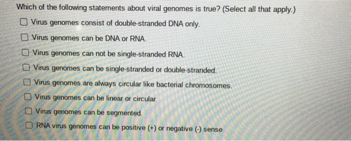 Please select all of the following that represent viral characteristics.